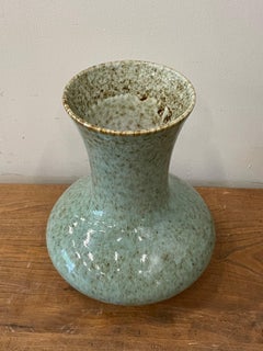 Light Turquoise With Brown Splatter Wide Mouth Vase, China, Contemporary