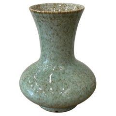 Light Turquoise With Brown Splatter Wide Mouth Vase, China, Contemporary