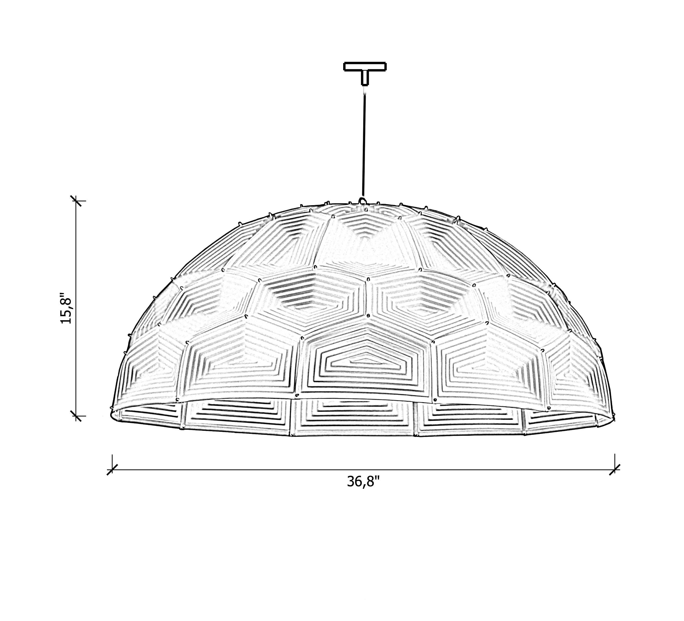 Light - Cuir gaufré en forme de dôme de tortue en noir en vente 4