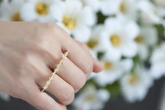 Dual Two Finger Modern Ring, White Diamonds and Yellow Sapphires