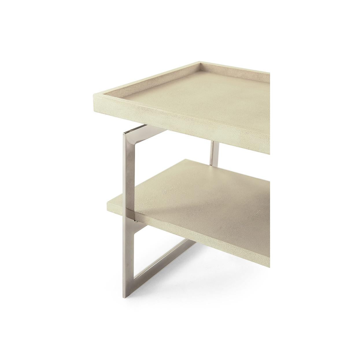 Contemporary Light Two Tier Side Table For Sale