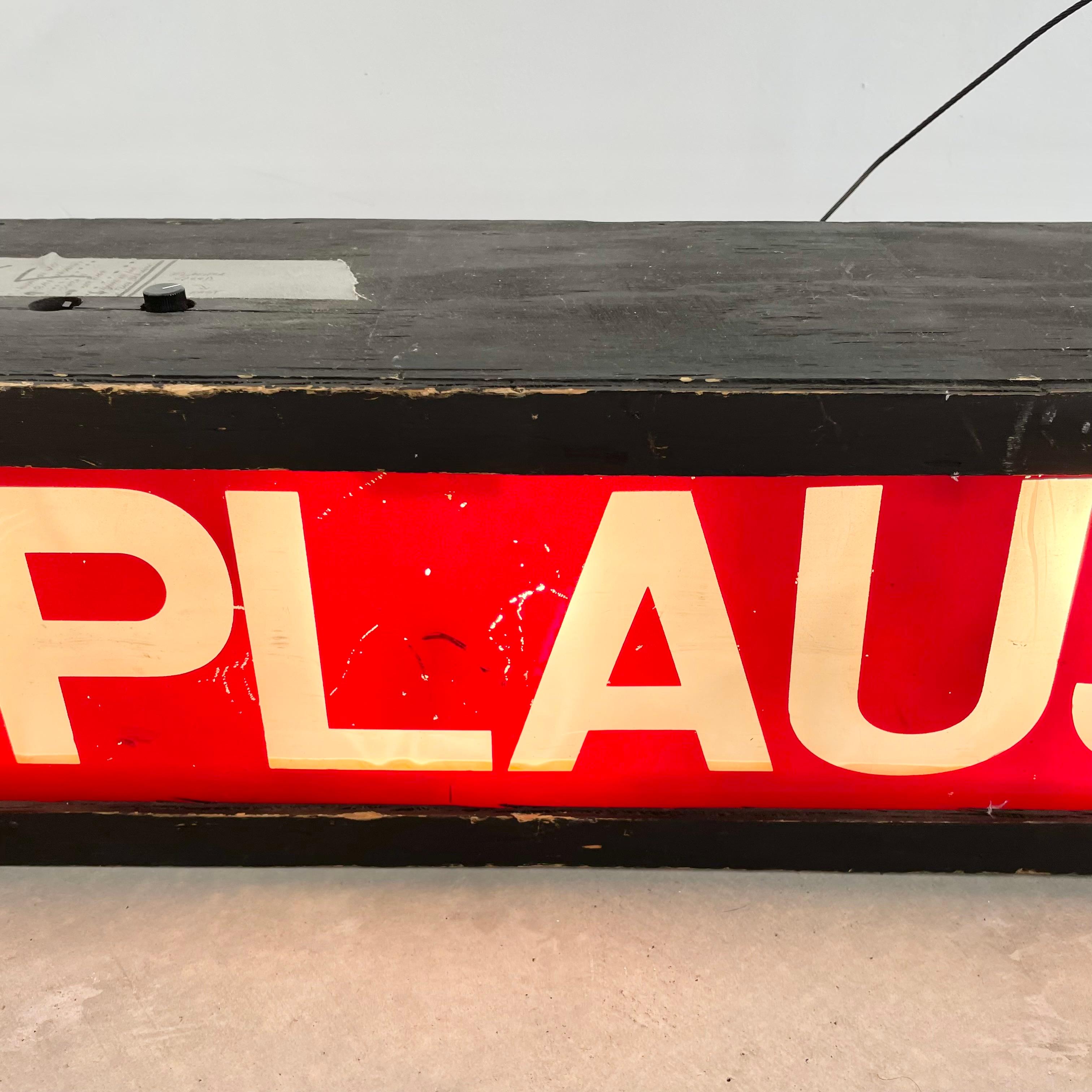 Acrylic Light Up 'Applause' Film Studio Sign, 1980s Los Angeles