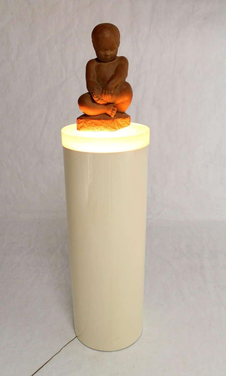 American Light-Up Fiberglass Cylinder Round Pedestal Thick Lucite 