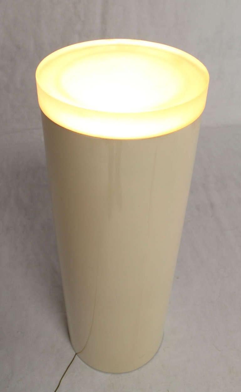 Light-Up Fiberglass Cylinder Round Pedestal Thick Lucite 
