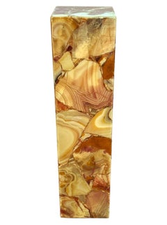 Lights Mid-Century Modern Italian Square Onyx Marble Pedestal Table (table à piédestal en marbre)