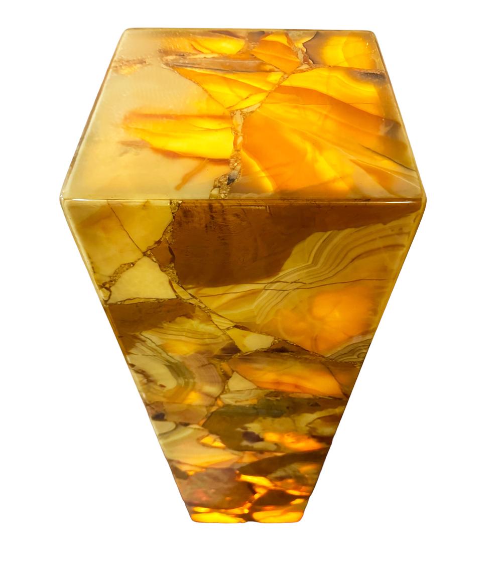 Light Up Mid-Century Modern Italian Square Onyx Marble Pedestal Table 3