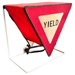 Used Light Up Paper 'Yield' Sign, 1980s
