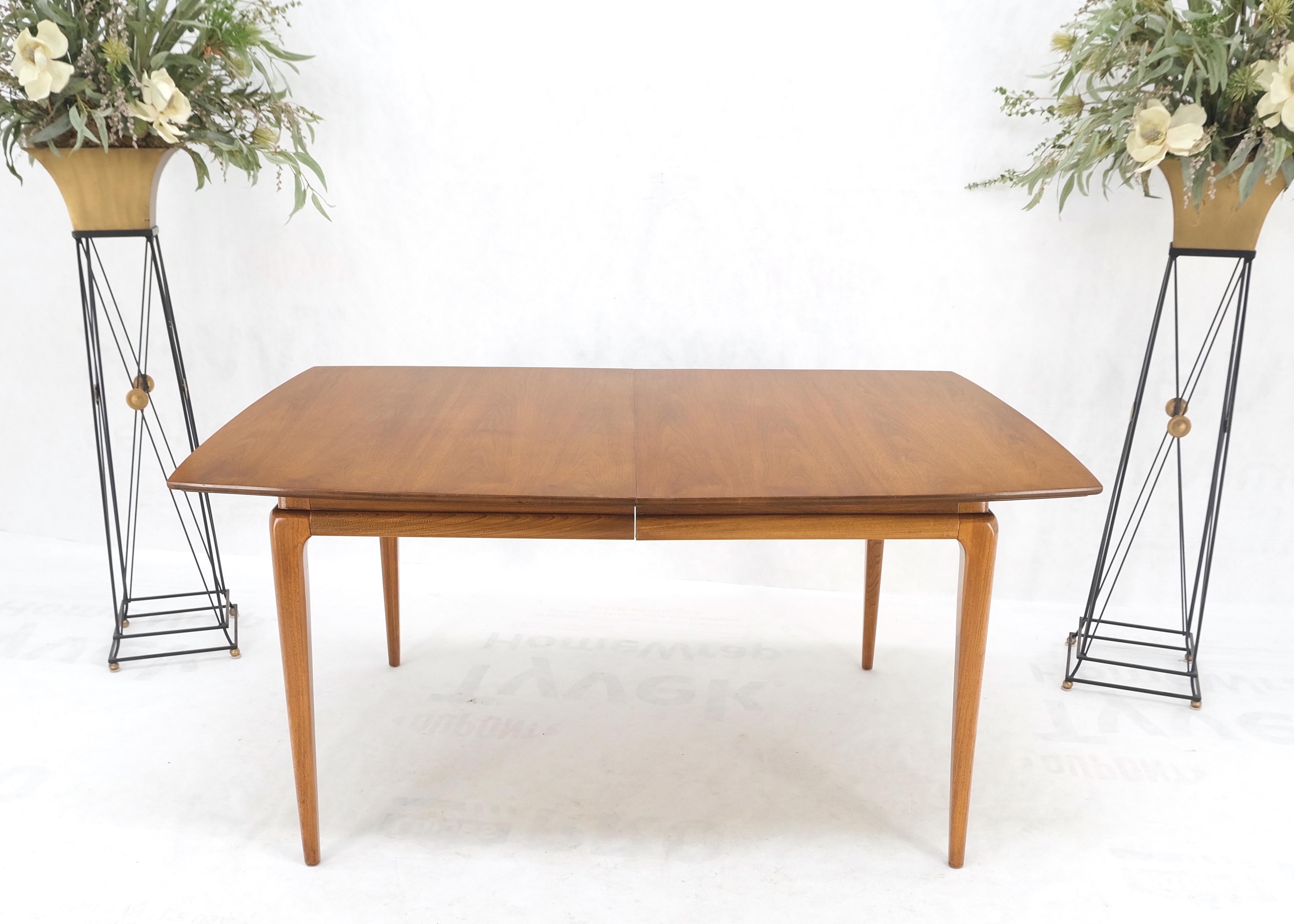 Light Walnut American Mid-Century Modern Boat Shape Dining Table 3 Leaves MINT!

Three leaves measuring 12 inches across each
Total length of table with leaves equals 97.5 inches.