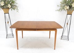 Light Walnut American Mid-Century Modern Boat Shape Dining Table 3 Leaves Mint!
