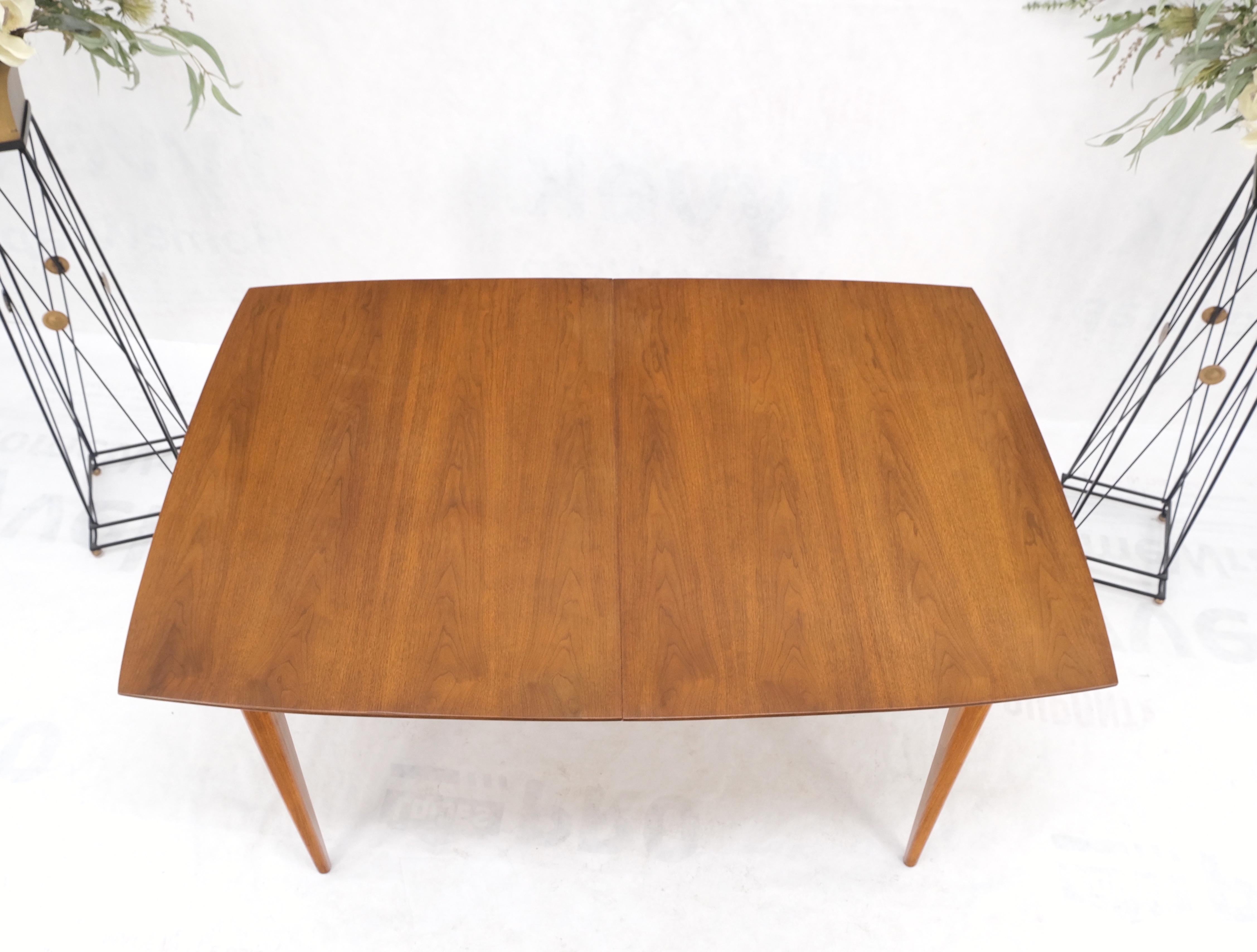 Lacquered Light Walnut American Mid-Century Modern Boat Shape Dining Table 3 Leaves Mint! For Sale
