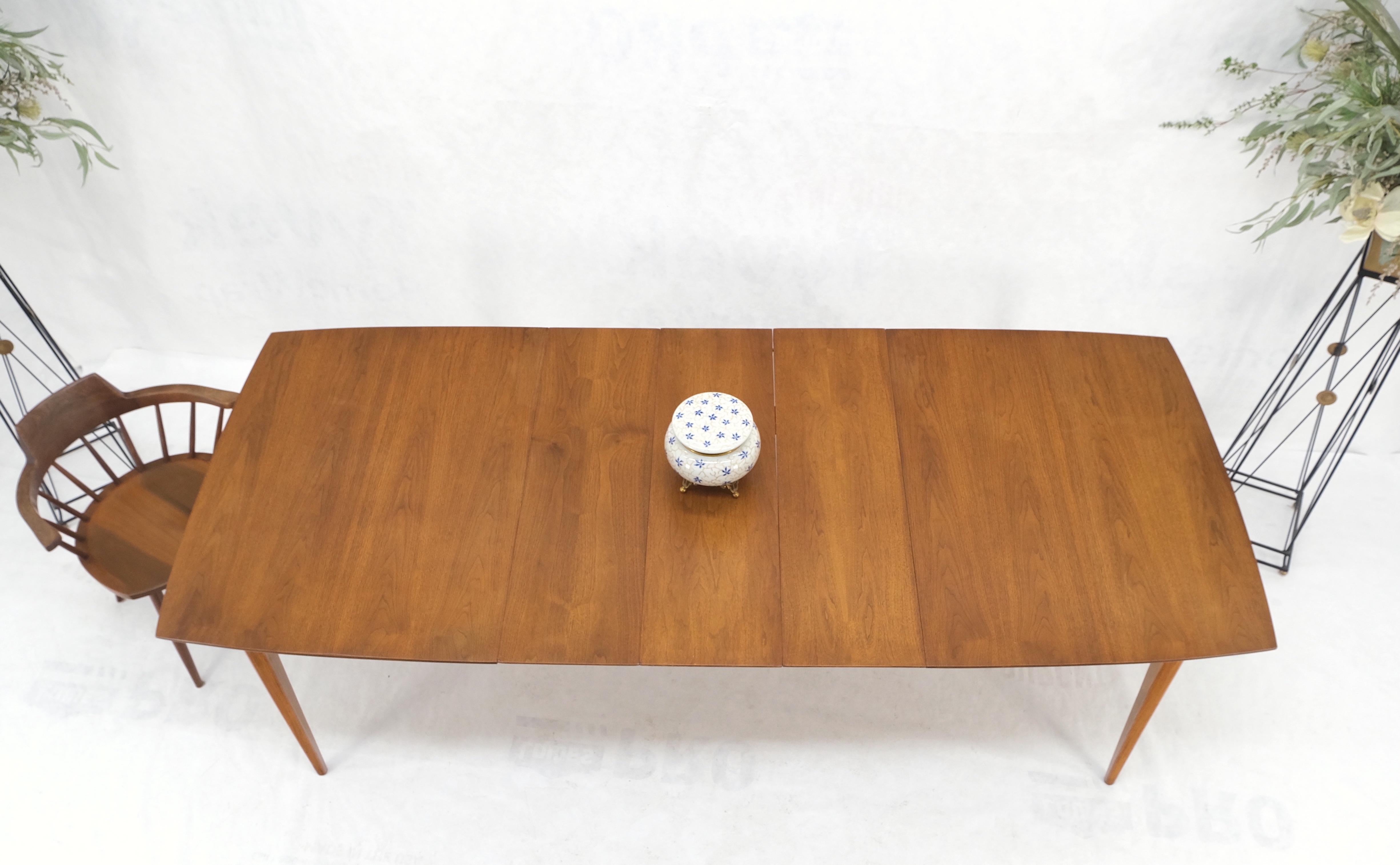 20th Century Light Walnut American Mid-Century Modern Boat Shape Dining Table 3 Leaves Mint! For Sale
