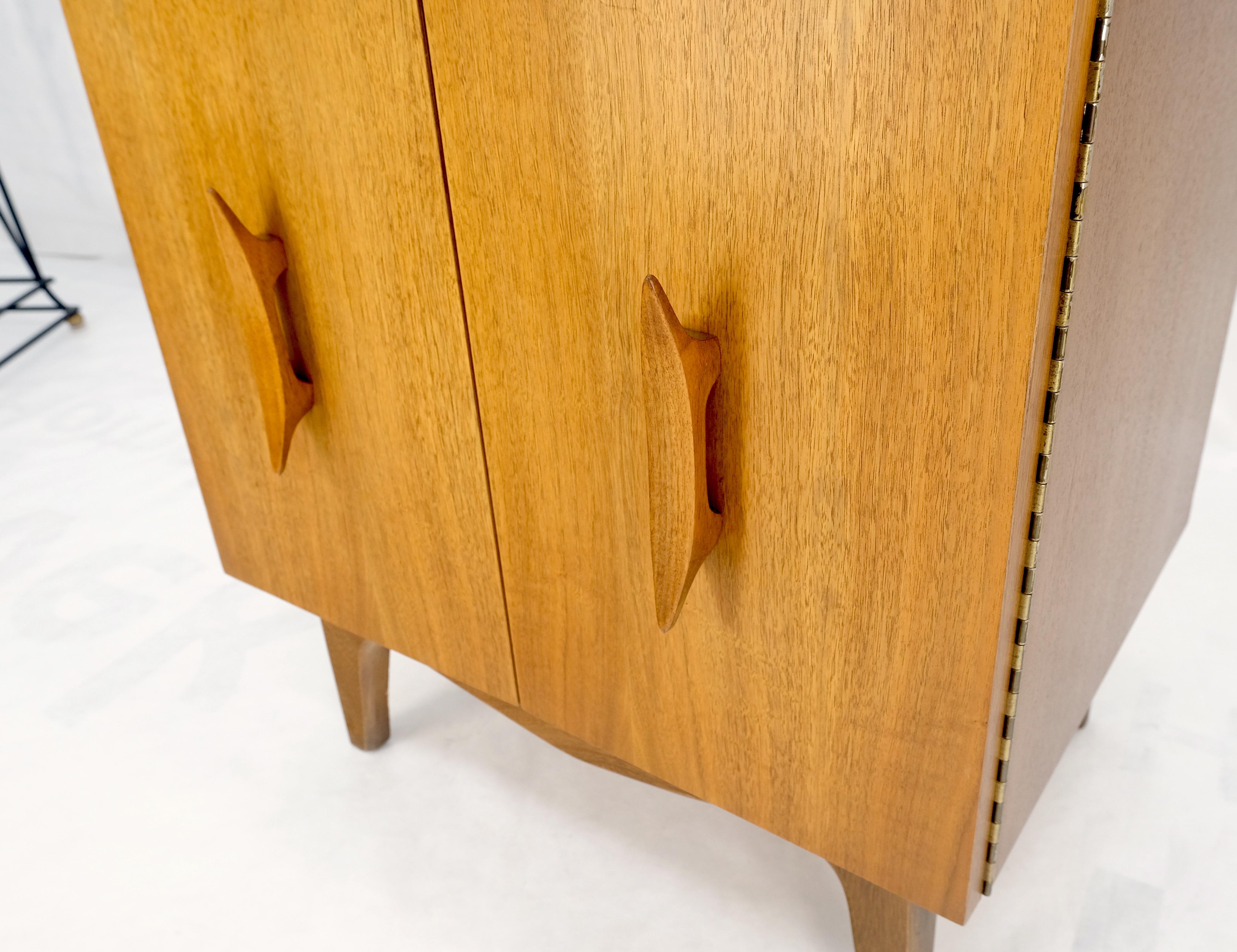 Lacquered Light Walnut Banana Shape Pulls Two Doors End Table Nightstand Mint! For Sale