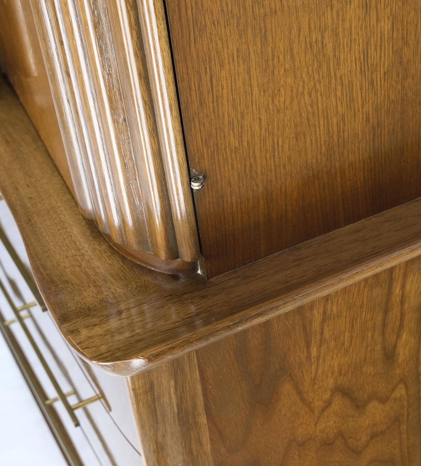 Light Walnut Bow Front Drawers Long Brass Pull Hardware Gentleman's Chest Mint For Sale 4
