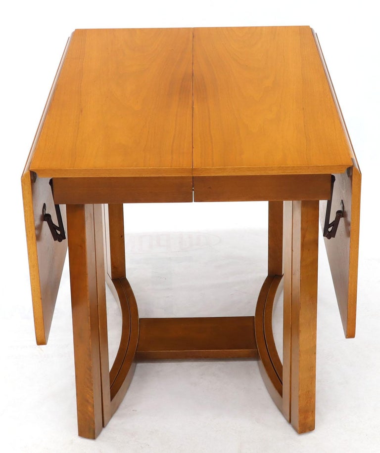 Midcentury Light Walnut Drop Leaf Expandable Dining Table, Three Leafs