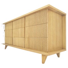 Light Walnussholz Schilf 9 Schubladen Mid Century Modern 65" Lange Kommode Anrichte MINT!