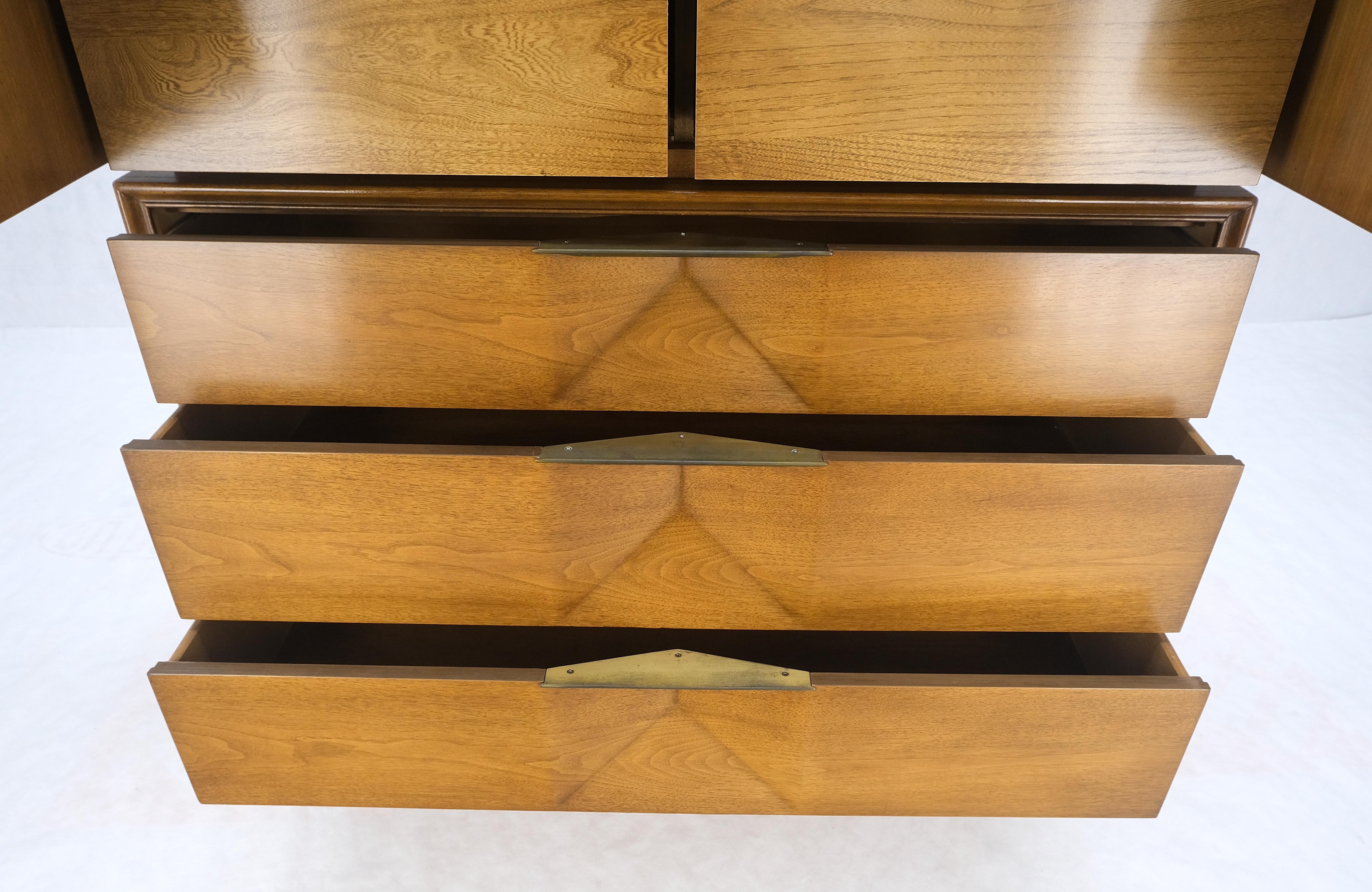 Light Walnut Sculptural Drawer Fronts Double Door Compartment High Chest Dresser For Sale 3