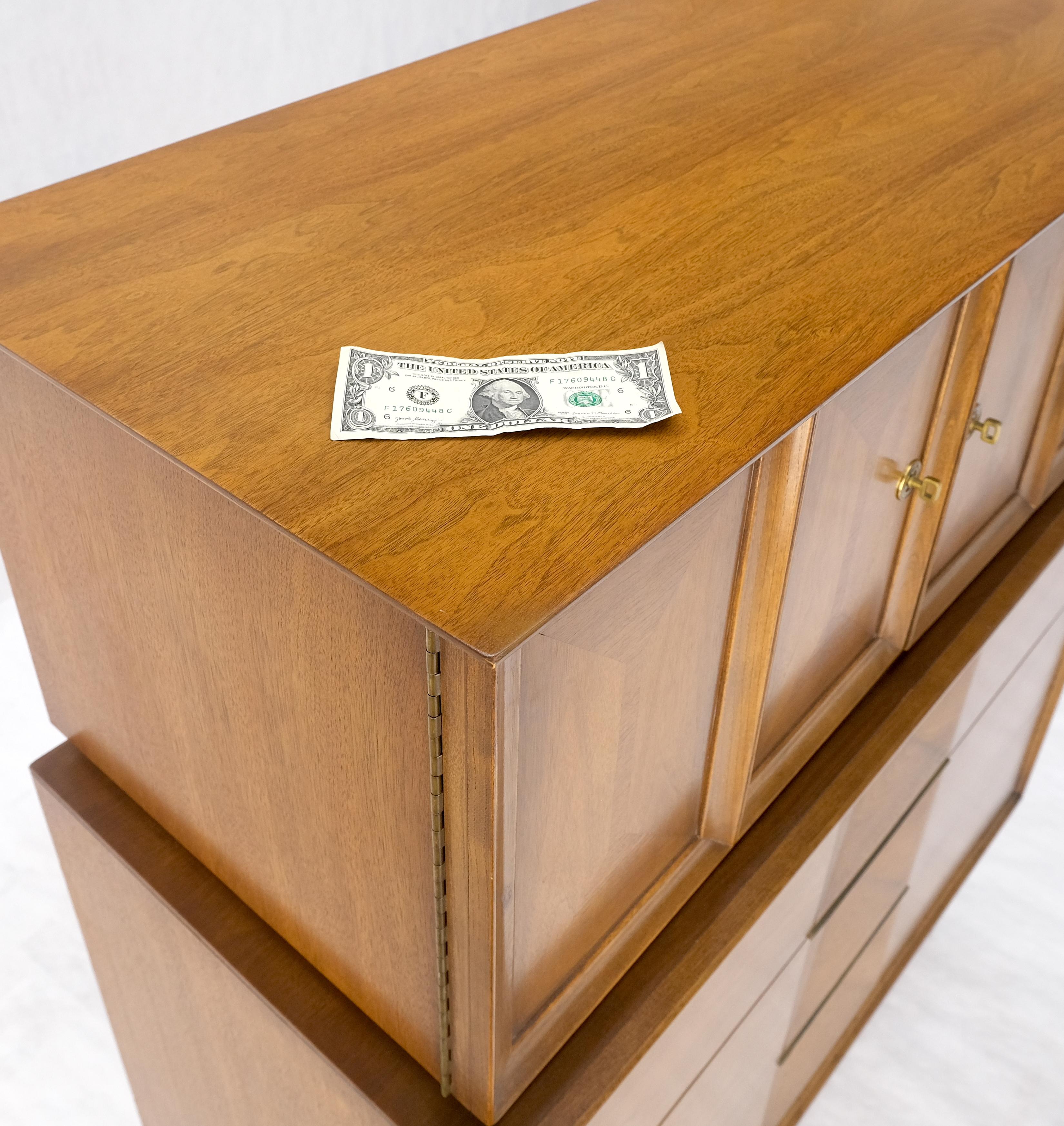 Light Walnut Sculptural Drawer Fronts Double Door Compartment High Chest Dresser For Sale 5