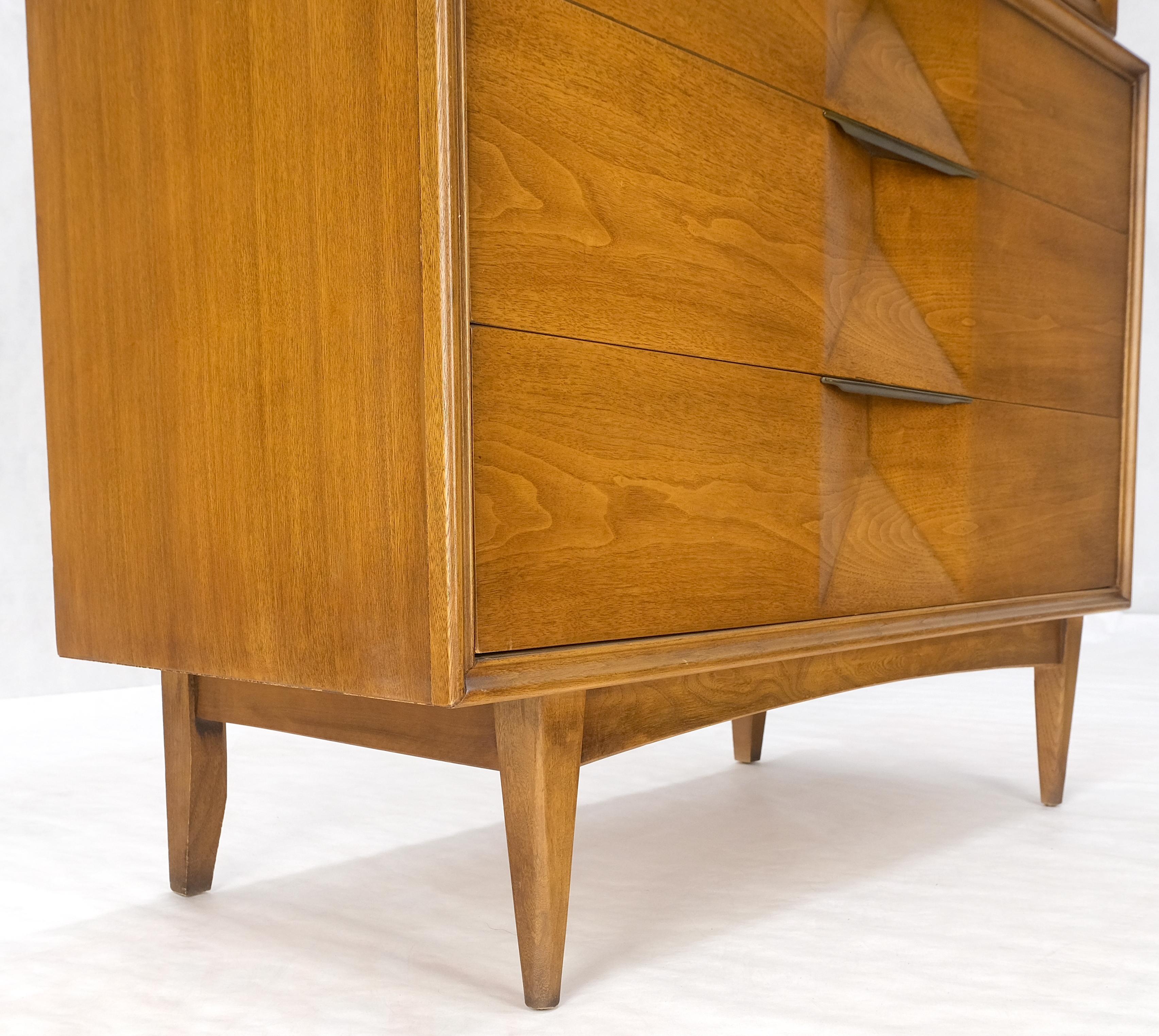 Light Walnut Sculptural Drawer Fronts Double Door Compartment High Chest Dresser For Sale 7