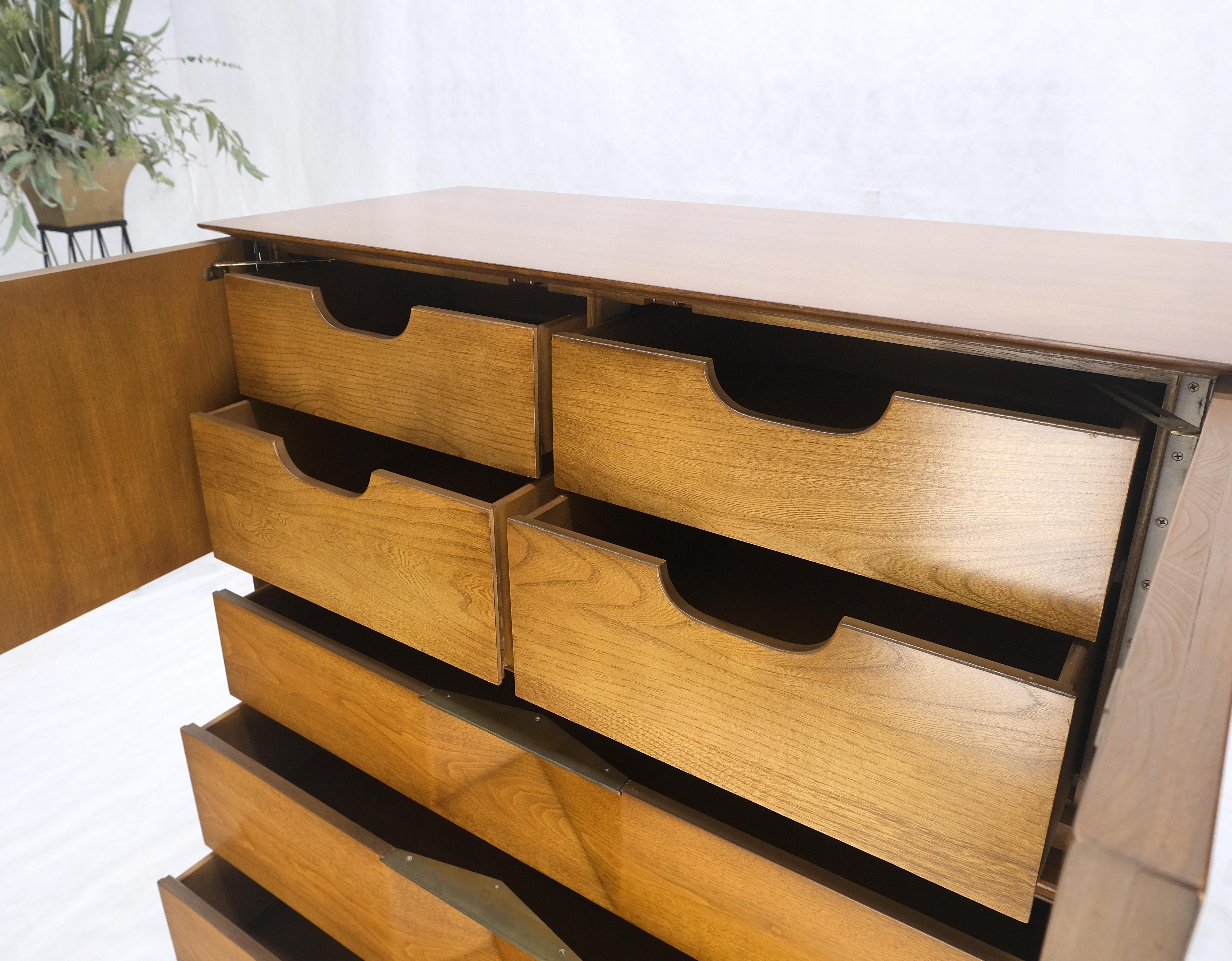 Light Walnut Sculptural Drawer Fronts Double Door Compartment High Chest Dresser For Sale 2