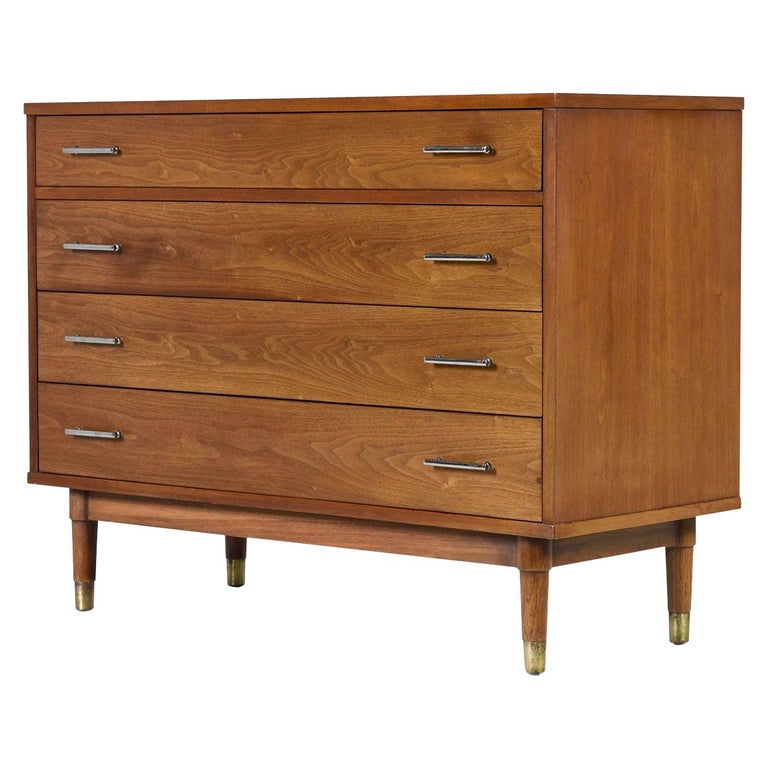 Light Walnut Vintage Modern Drexel Biscayne Bachelors Chest Four