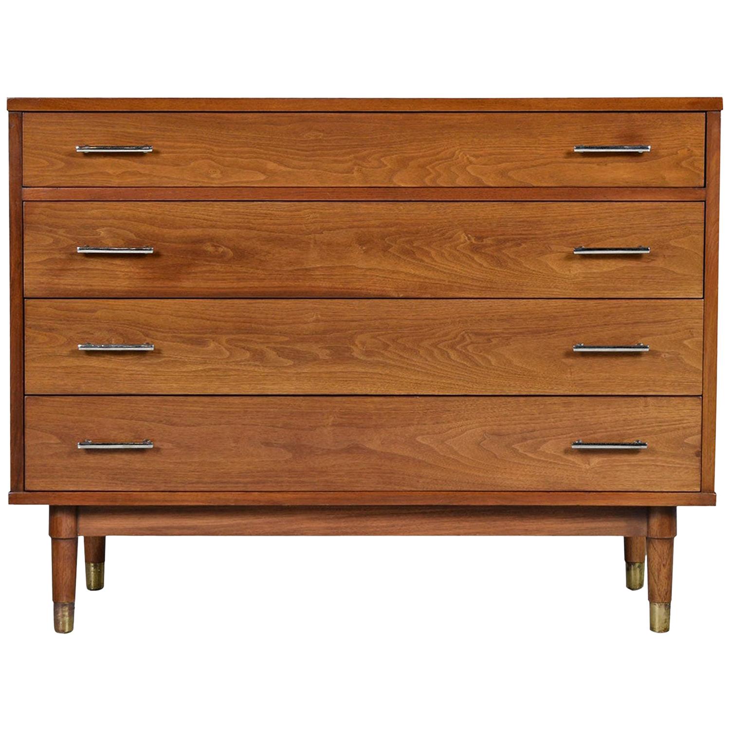 This light walnut four-drawer dresser is from Drexel’s “Biscayne” collection. If you are a Mid-Century Modern furniture collector, you will know that the Biscayne collection is quite uncommon. We’ve only had one other piece from this collection in