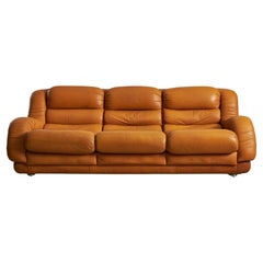 Used Light Warm Brown Leather Sofa Set