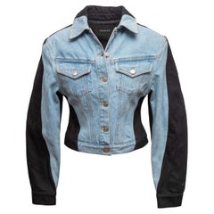 Light Wash & Black Color Block Organic Cotton Denim Jacket Size FR 38