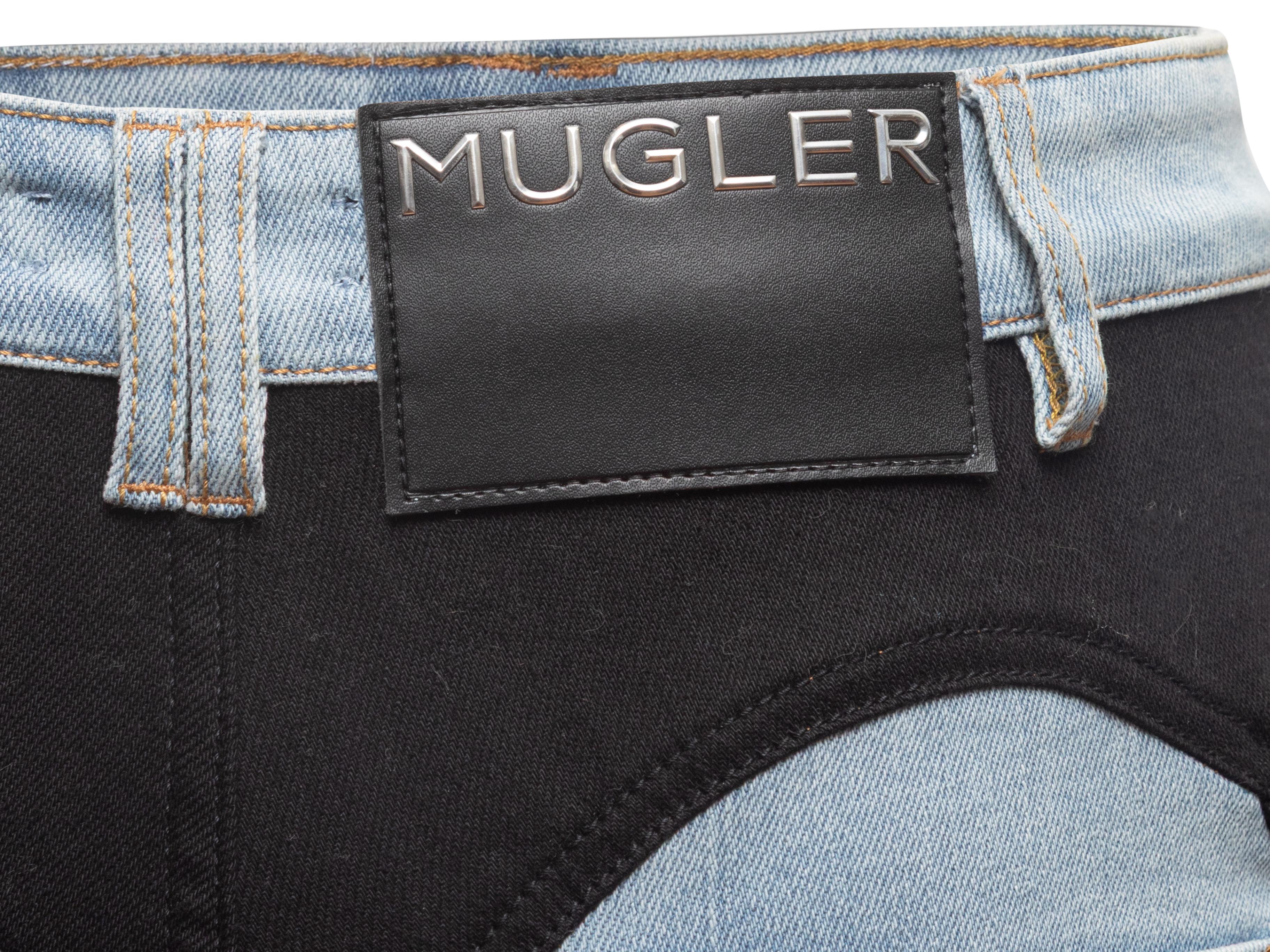 Jeans bicolores Mugler noir et délavé Light Wash Taille US 27 Bon état - En vente à New York, NY