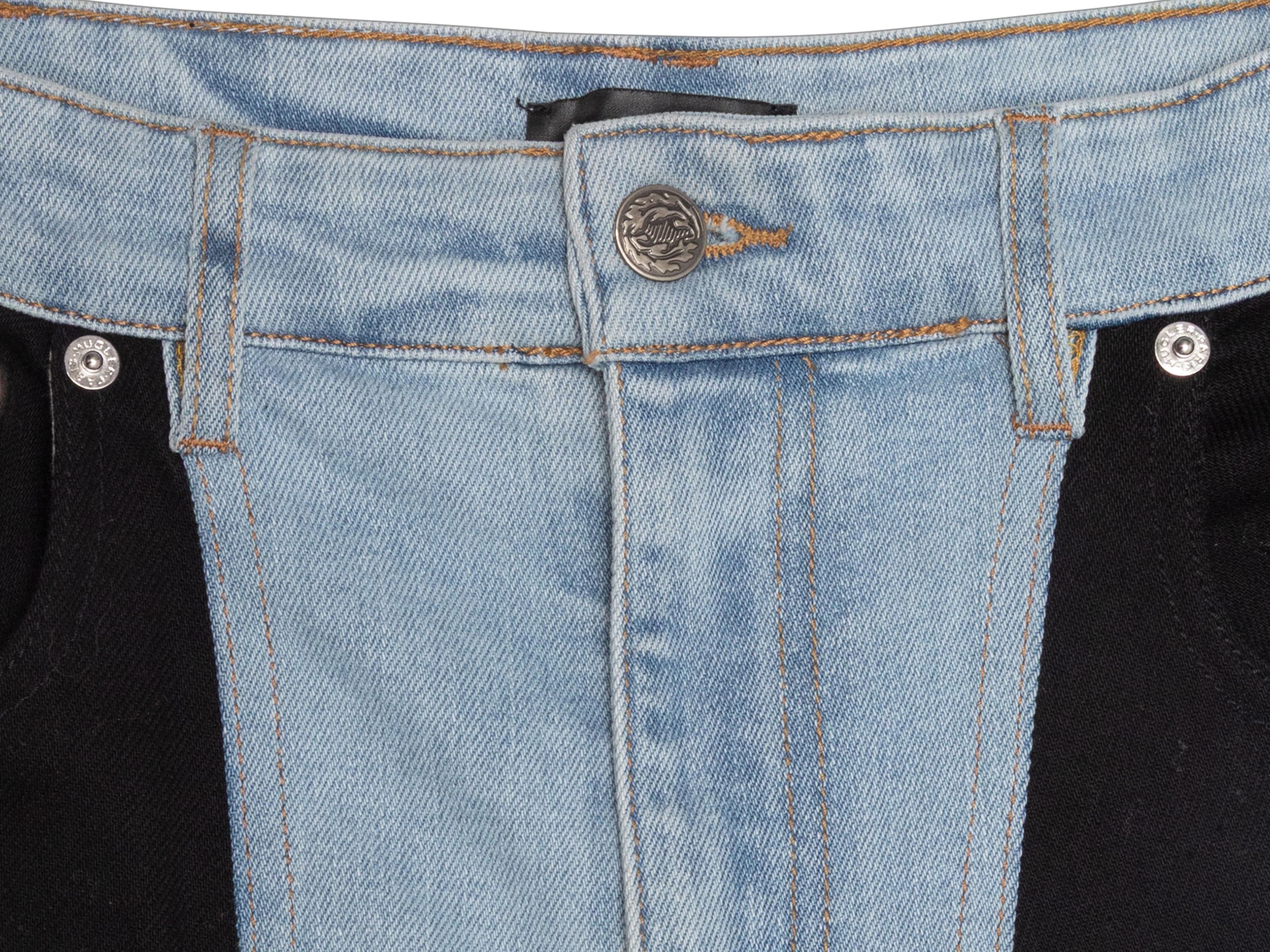 Jeans bicolores Mugler noir et délavé Light Wash Taille US 27 Pour femmes en vente