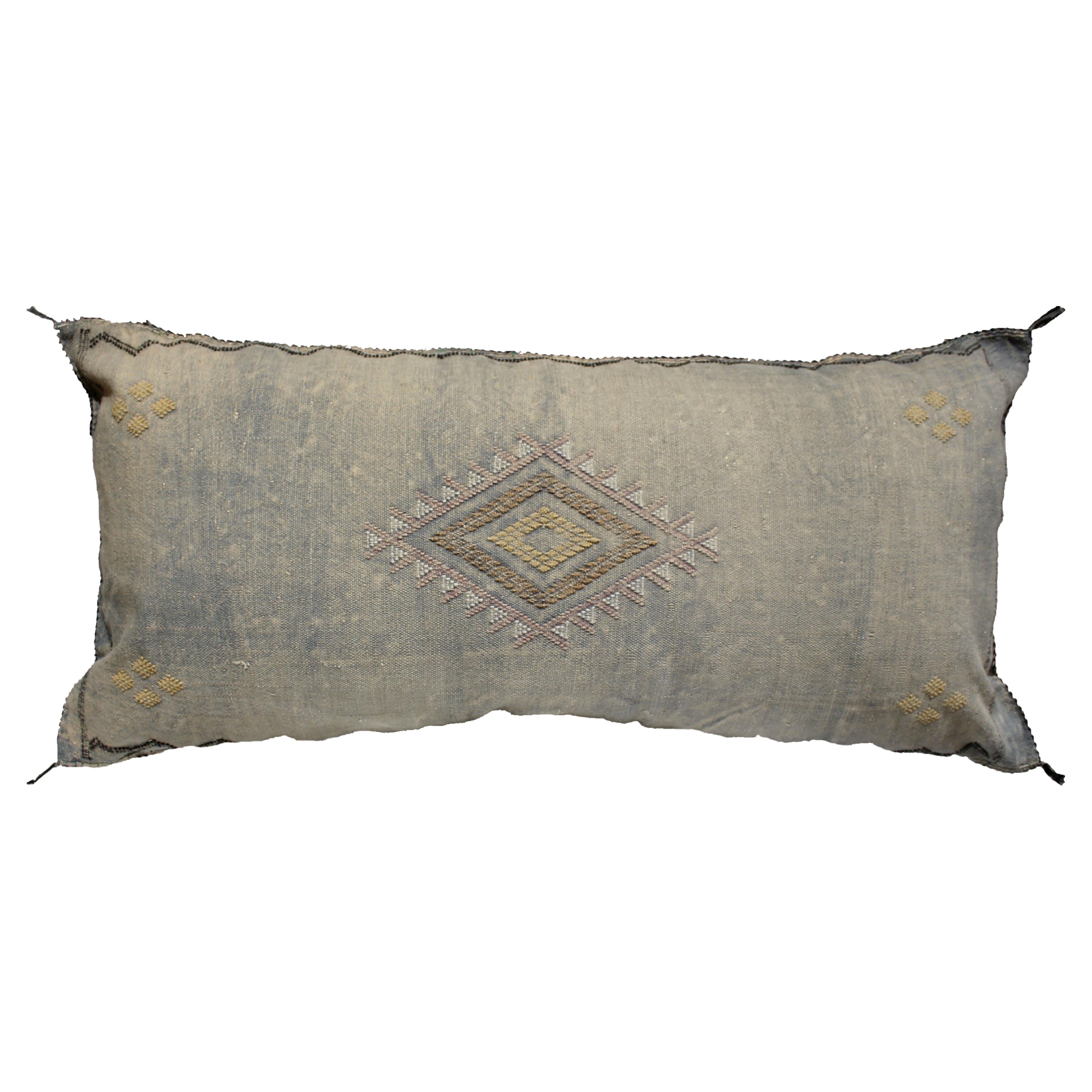 Light-wash Denim 35" Moroccan Accent Pillow