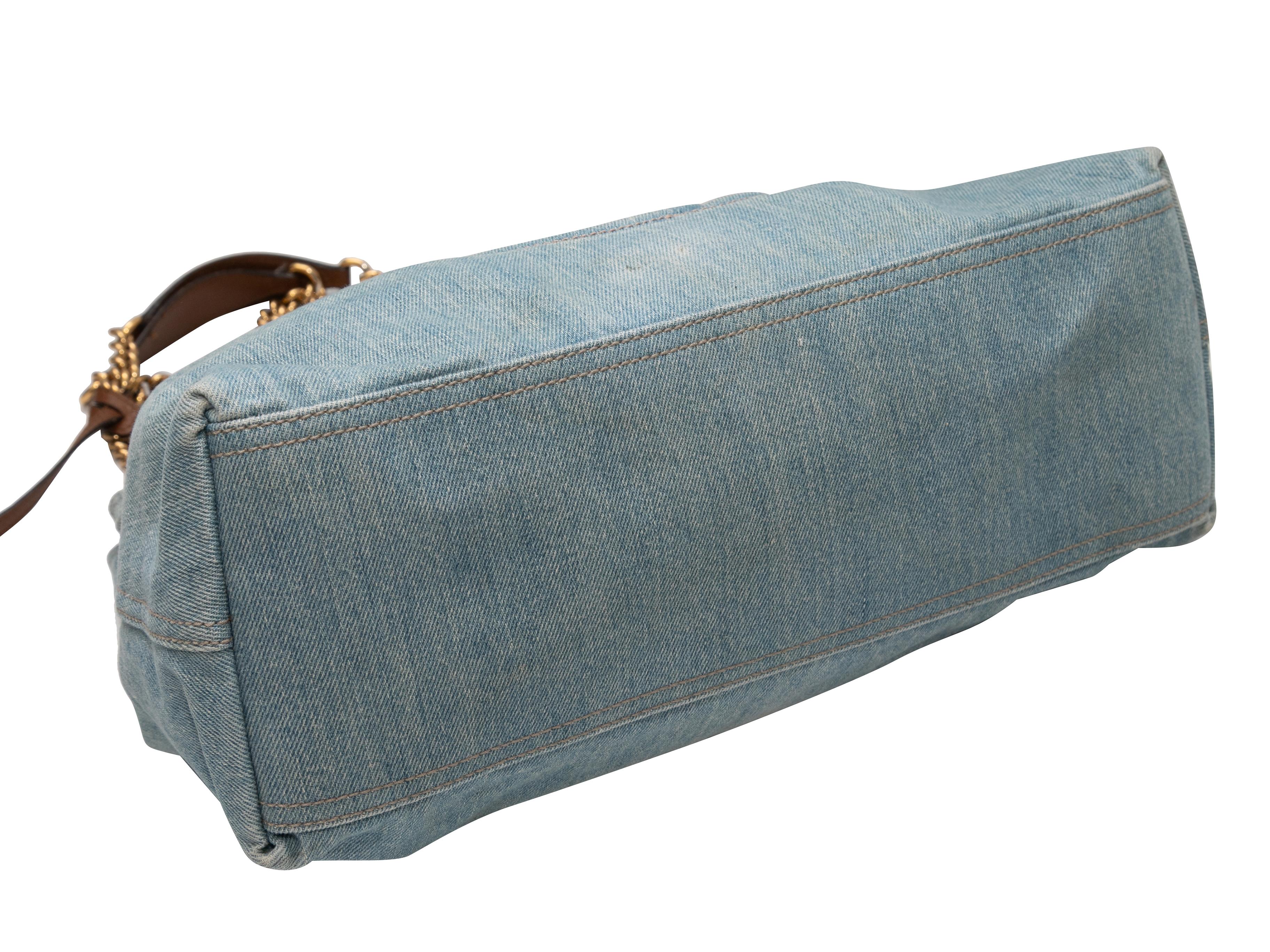 Light Wash Gucci Denim Soho Shoulder Bag In Good Condition For Sale In New York, NY