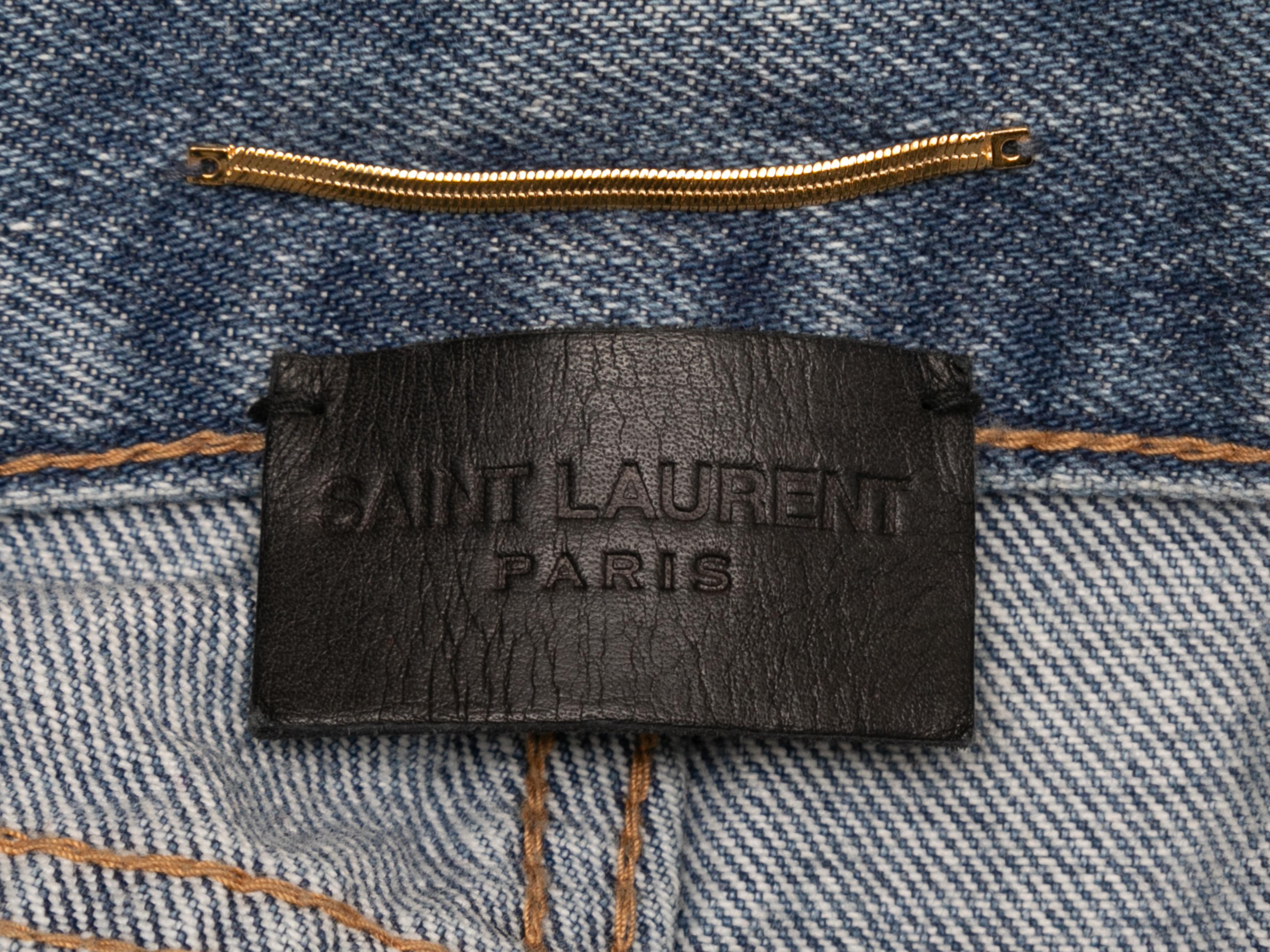 Light Wash Saint Laurent Distressed Skinny Jeans Designer Size 25 In Good Condition For Sale In New York, NY