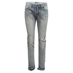 Light Wash Saint Laurent Distressed Skinny Jeans Designer Size 25
