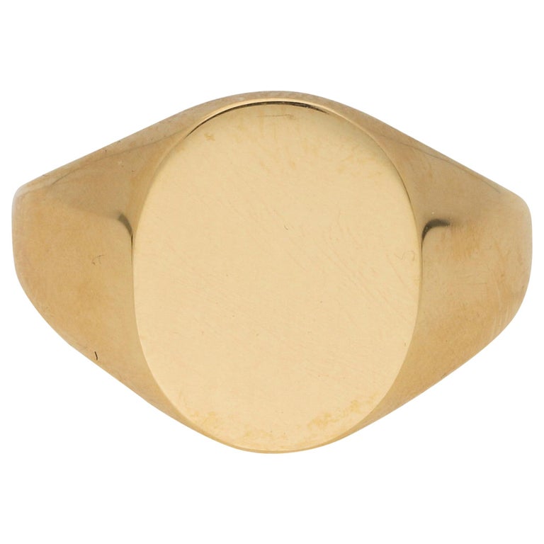 Light Weight Oval Signet Ring in Solid 9 Karat Yellow Gold at 1stDibs
