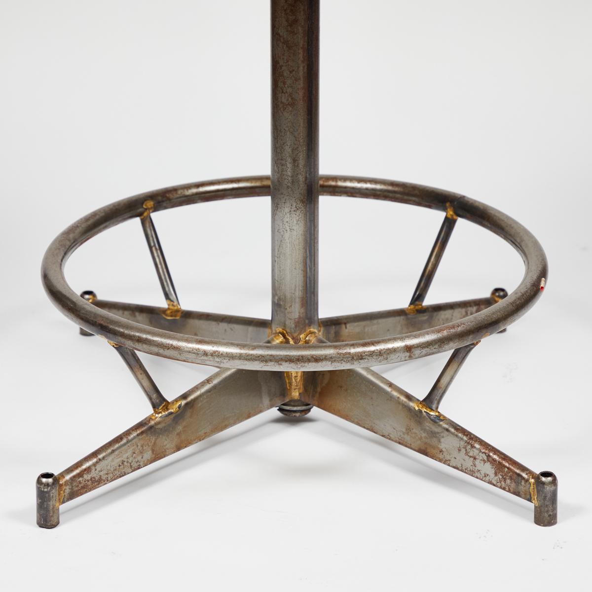 20th Century Antique Industrial Light Wood and Metal Adjustable Swivel High Chair For Sale
