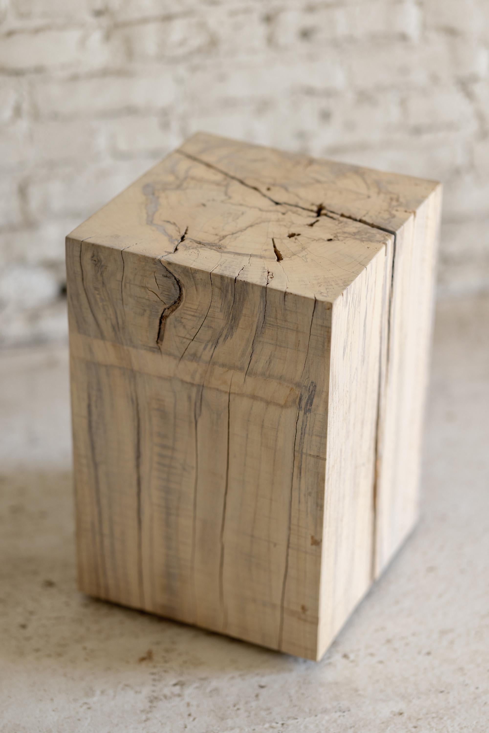 Organique Light Wood Cube Side Table 15