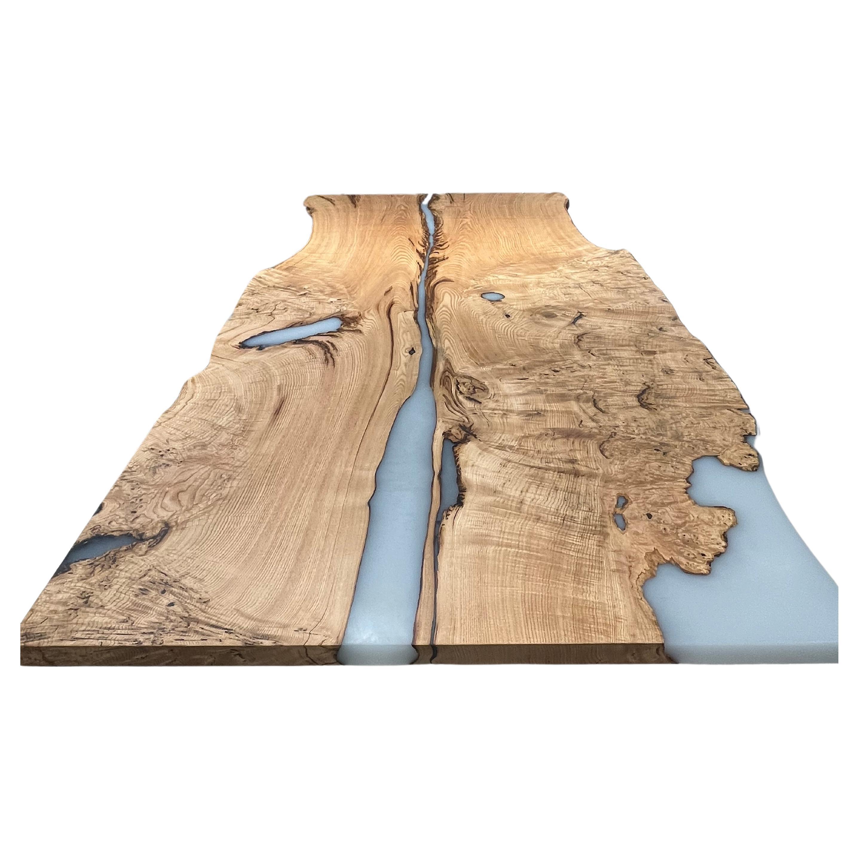 Light Wood Epoxy Resin Conference Table