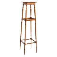 Light wood faux bamboo pedestal table, 1900s.