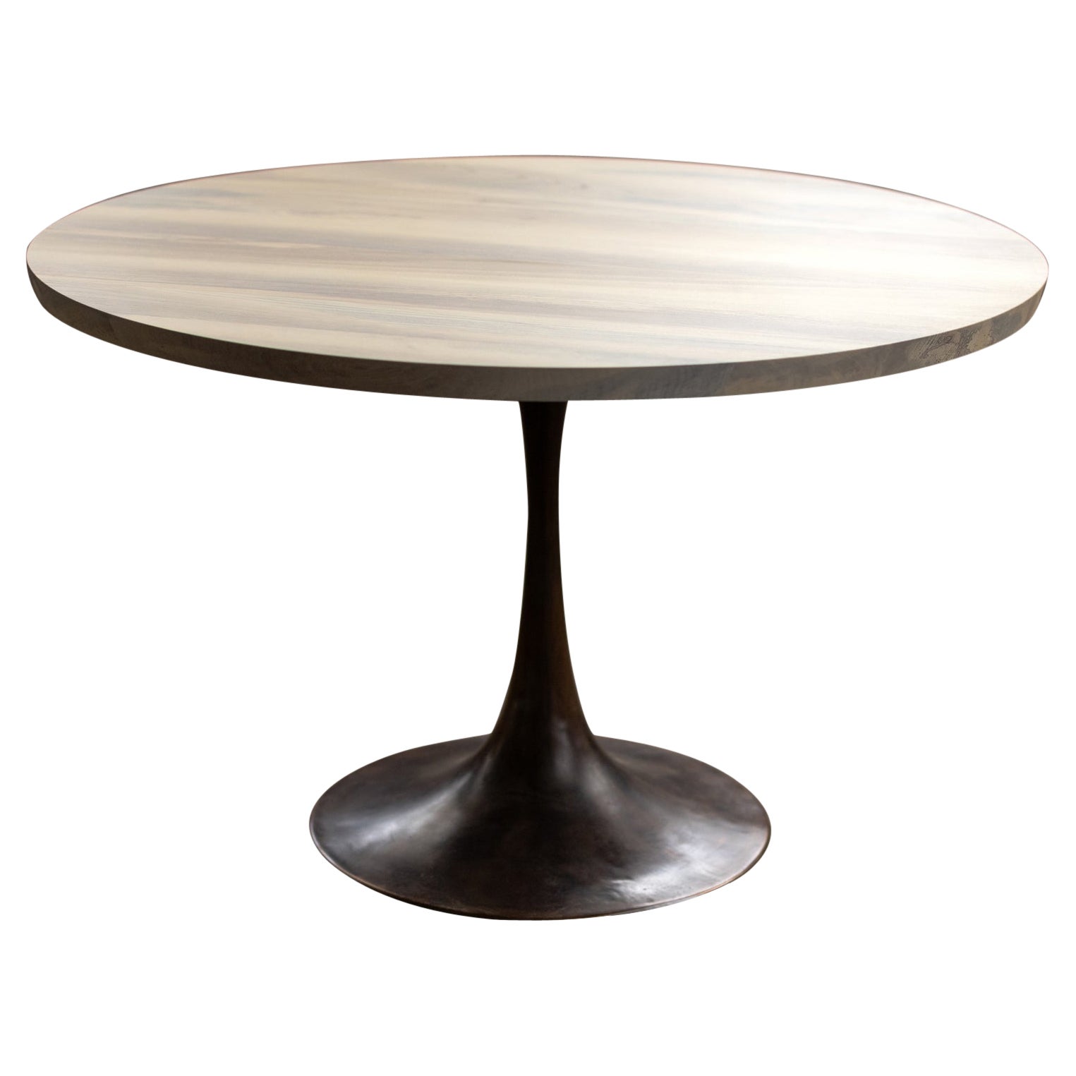 Light Wood Round Pedestal Base Dining Table Cast Bronze Amicalola Base