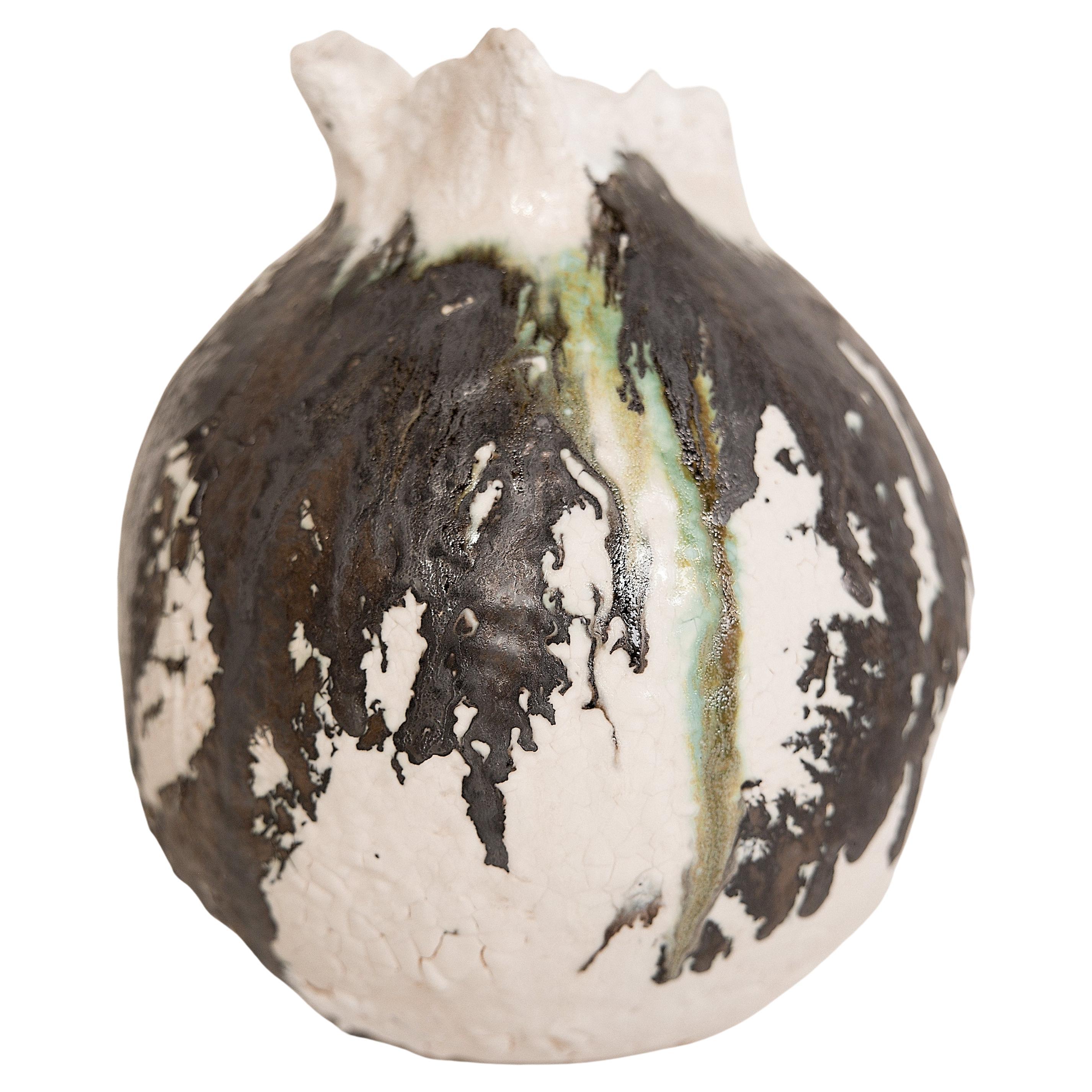 WOODLAND SERIES 

Large Moon Vase approx 12inches tall x 12inches wide
Heavy: 12lbs
a mix of traditional with organic modern this Large Moon jar  shape with texture and many layers of custom glazes. some raw clay, oxides, volcanic glaze
TEST FOR