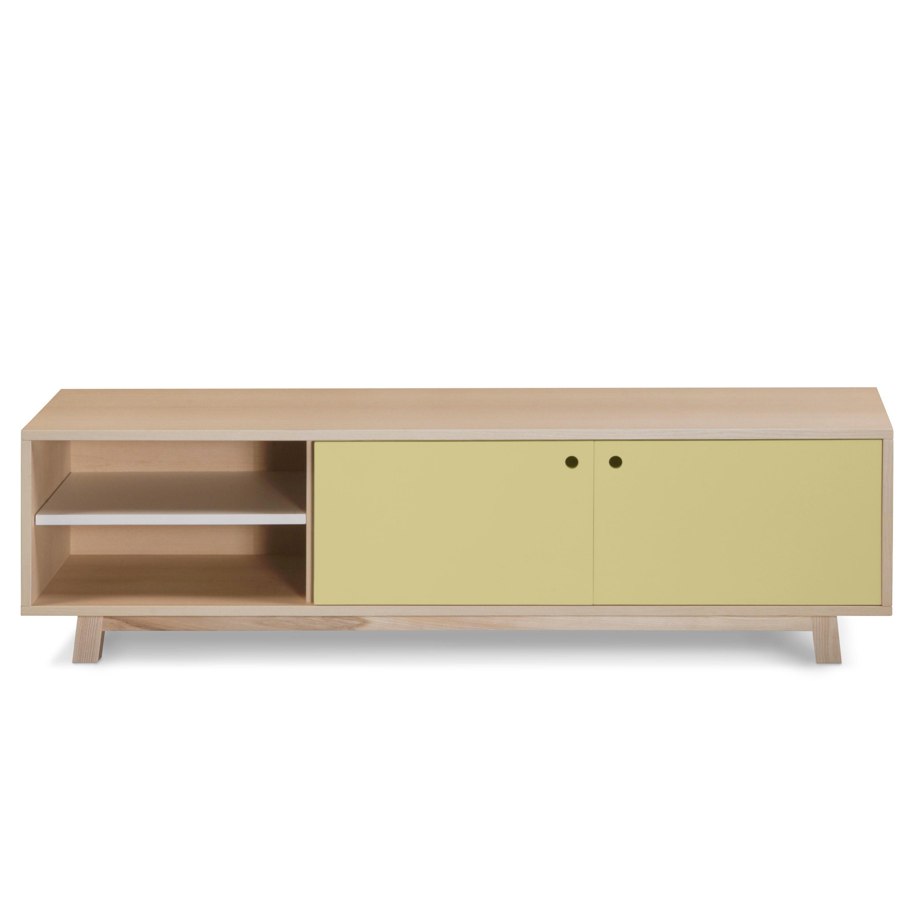 meuble TV jaune clair à 2 portes en bois,  Design scandinave avec 11 couleurs  Neuf - En vente à Landivy, FR