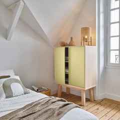 Light Yellow 2-Door Wardrobe in Ash Wood