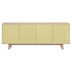 Light Yellow 4-Door Low Sideboard in Ash Wood, Design Eric Gizard, Paris