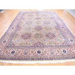 Yellow Antique Zoroastrian Sherkat Hand Knotted Mint Condition Wool Oriental Rug