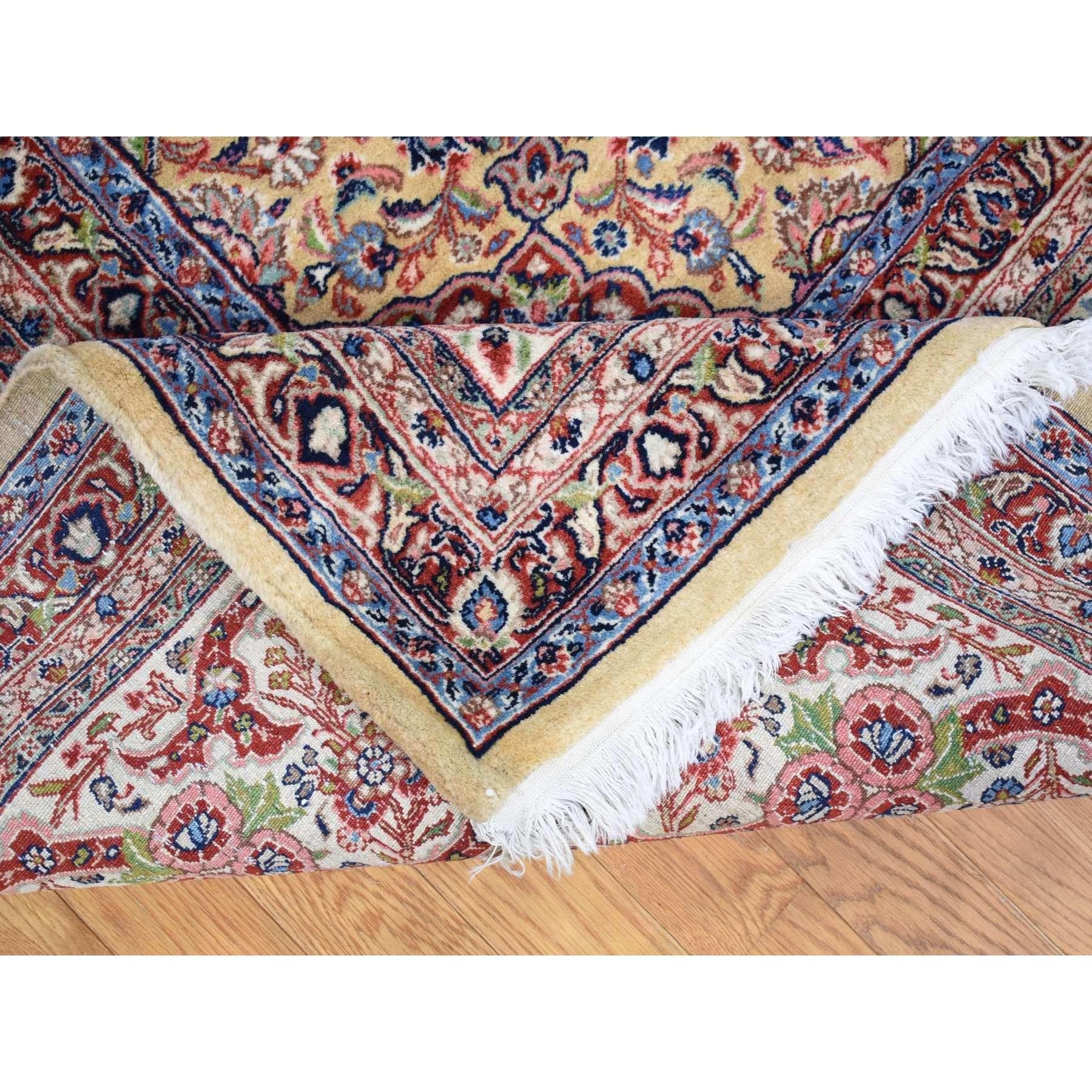 Mid-20th Century Light Yellow, Antique Persian Sherkat, Hand Knotted, Mint Condition, Wool Rug For Sale