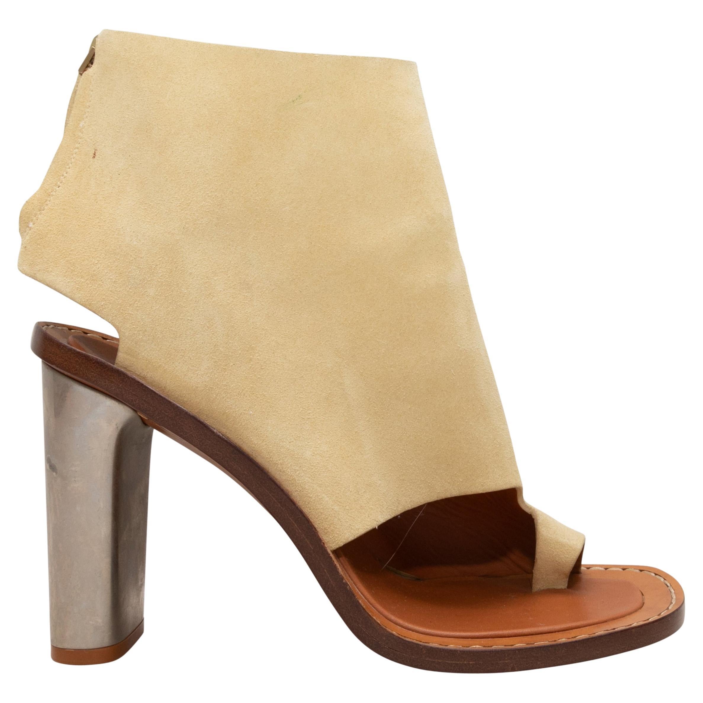 Light Yellow Celine Heeled Thong Sandal Booties Size 39.5