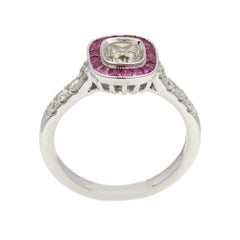 Engagement Art Deco Ring Diamond and Ruby 18k Solid Gold 0.61 art deco(#5)
