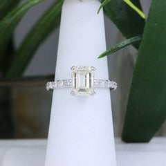 Light Yellow Emerald Diamond Engagement Ring 2.53 Carat 14 Karat White Gold
