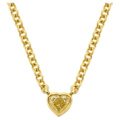 Light Yellow Heart Shape Diamond Pendant