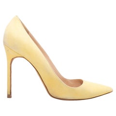 Pumps a punta in camoscio giallo chiaro Manolo Blahnik misura 38